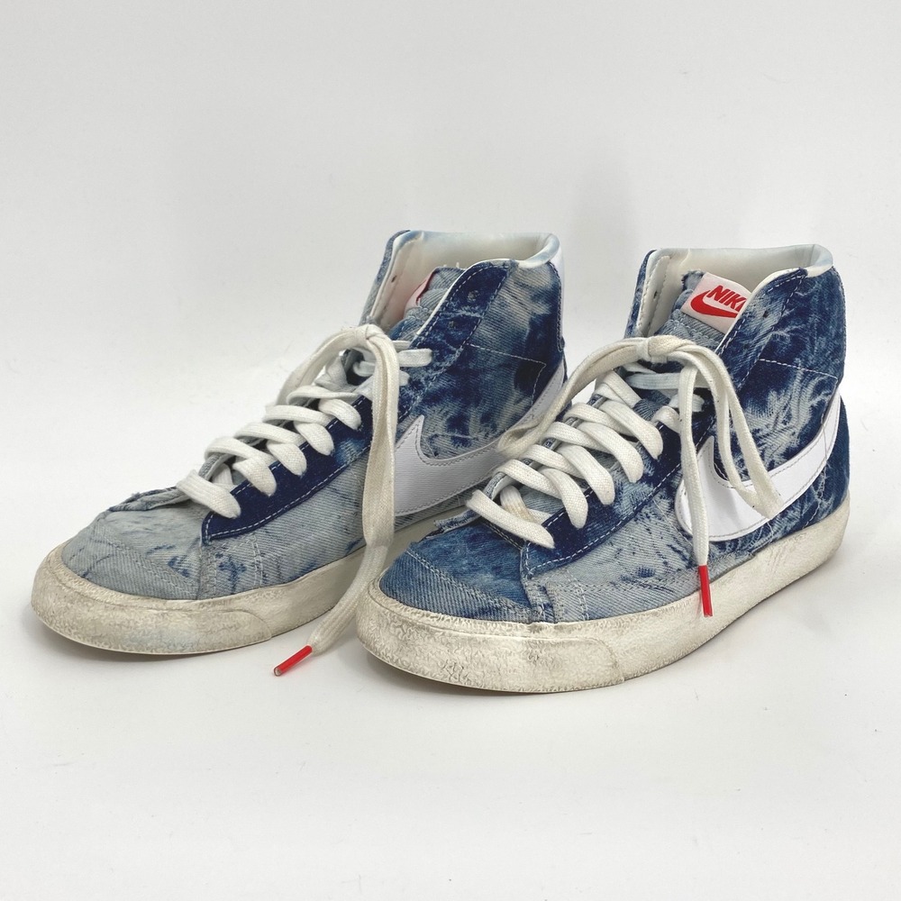 Nike Blazer Mid 77 Acid Wash Denim High Top Sneakers Blue White‎ Red Women's 9.5